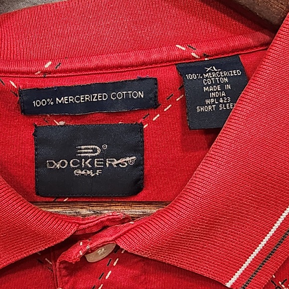 Dockers Golf Men's Vintage 100% Mercerized Cotton Golf Polo Shirt Size XL - Picture 2 of 5